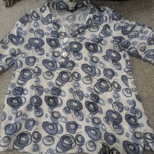 John Mark Abstract Blue and White Blouse